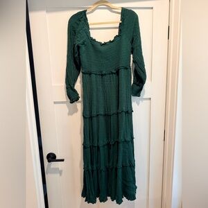 Baltic Born Amanda Smocked Dotted Maxi Dress evergreen